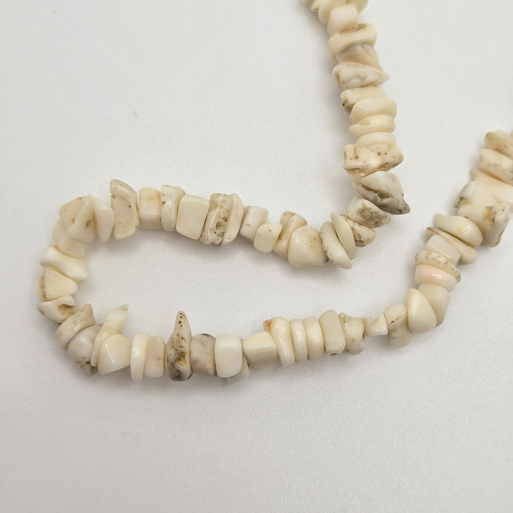 Vintage Shell Necklace White Coral Natural Beads Surfer Beach Tropical Boho 16" - Picture 7 of 12